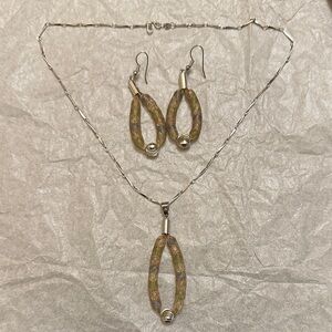Elegant Silver and Gold Mesh Jewelry Set